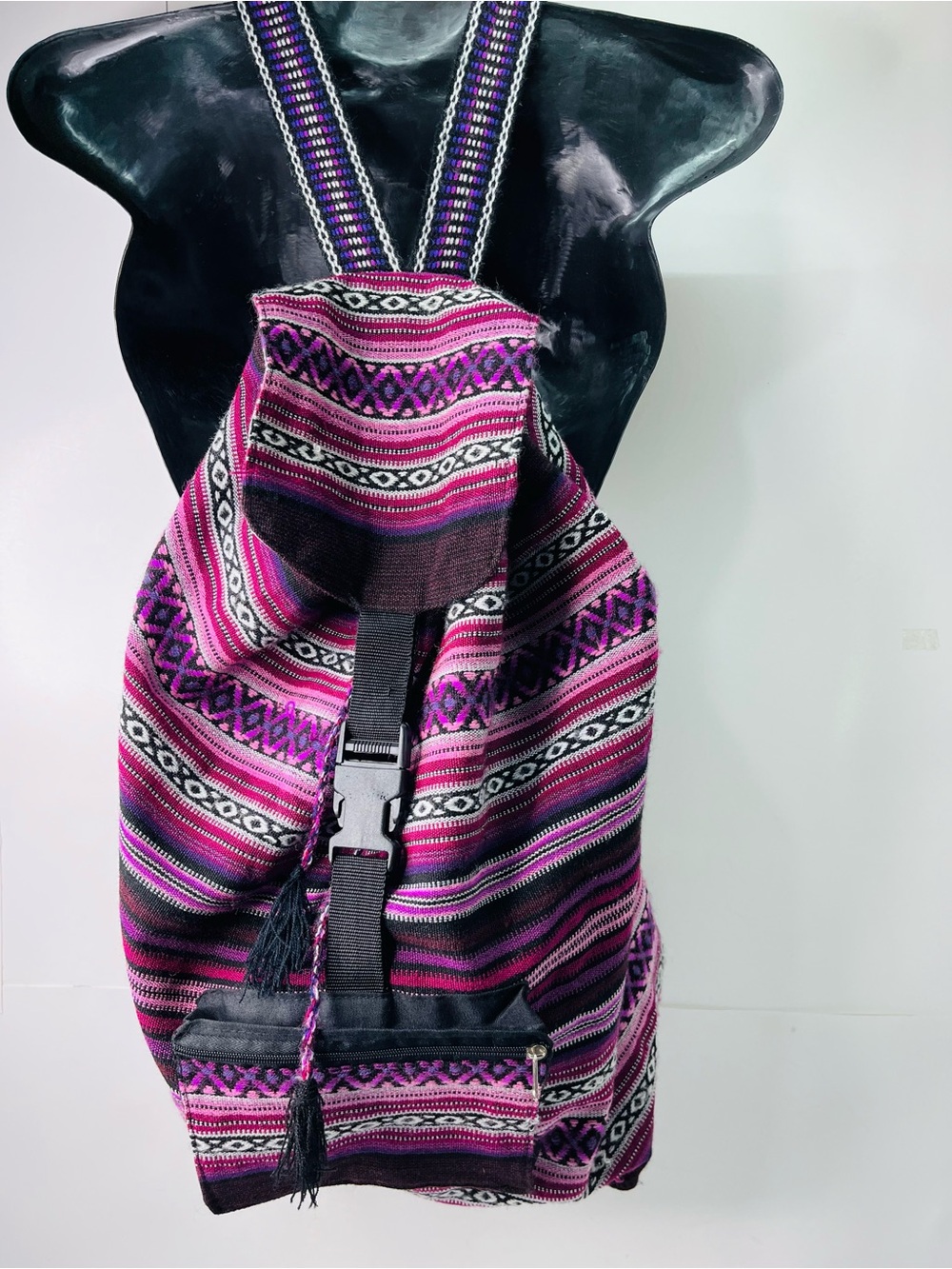 Authentic Mexican style unisex woven serape back sack drawstring